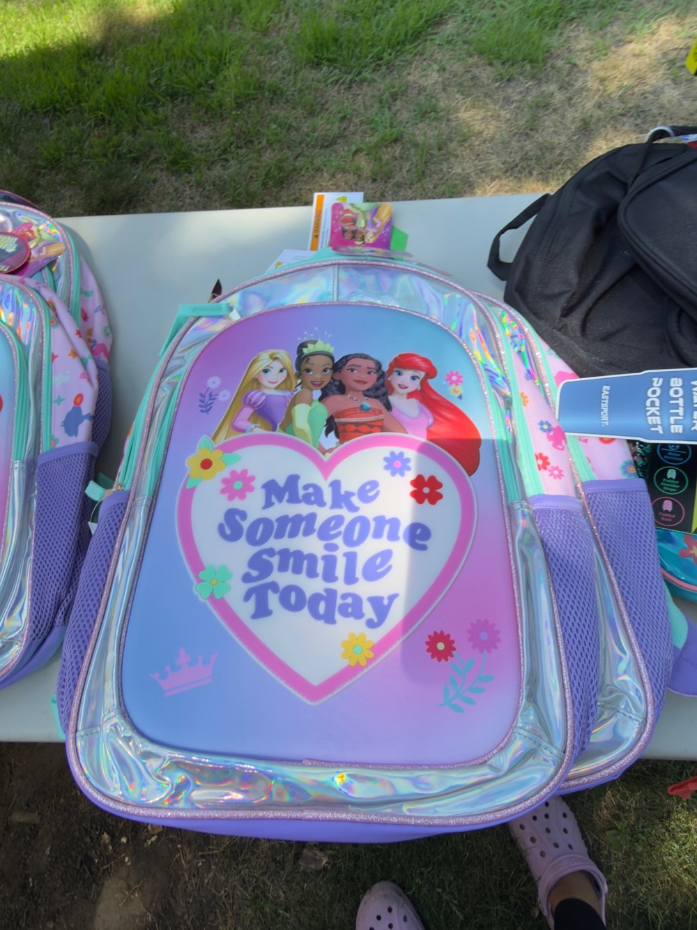 Girls' Purple Princess Heart Backpack - "Make Someone Smile Today"